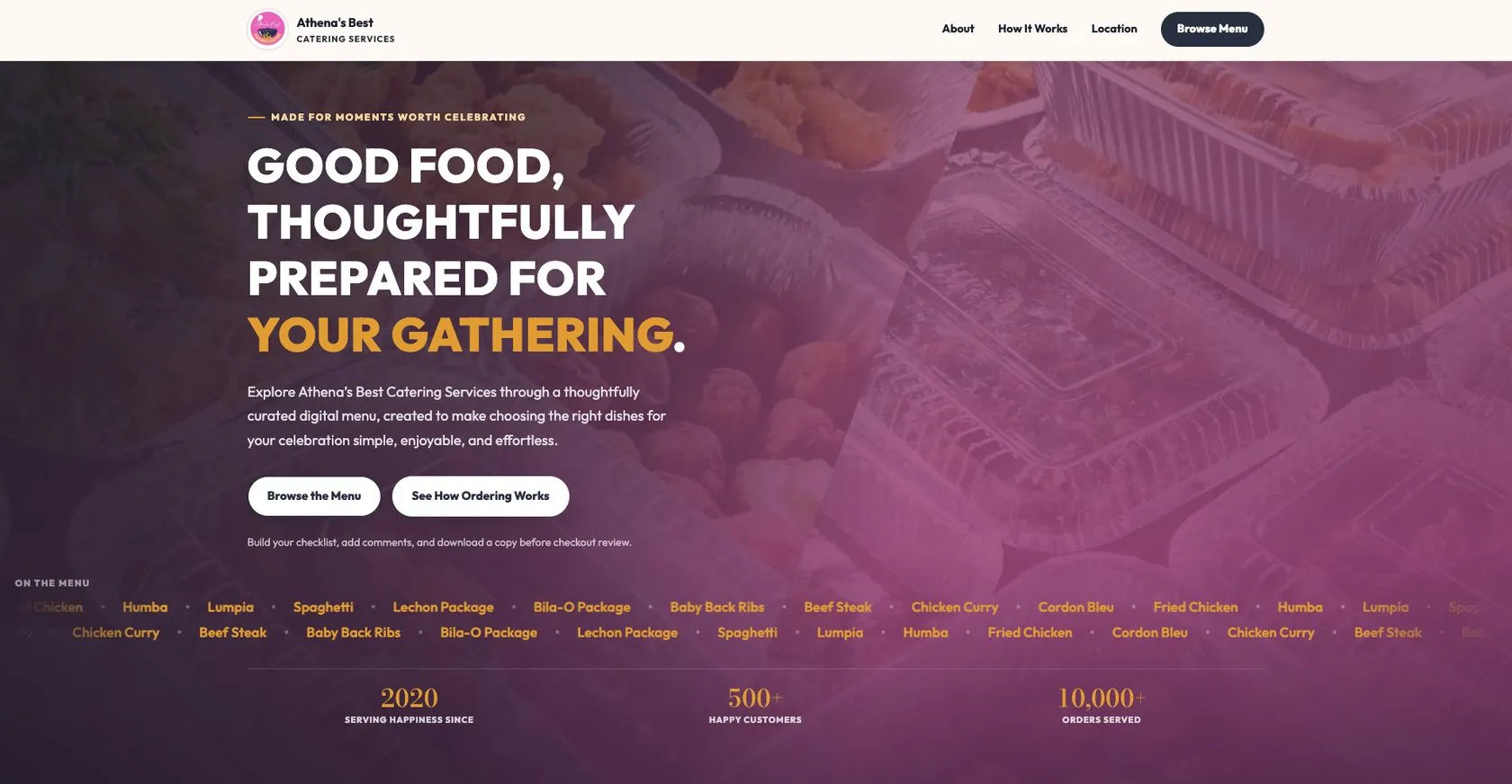 Athena’s Best Catering Services project screenshot